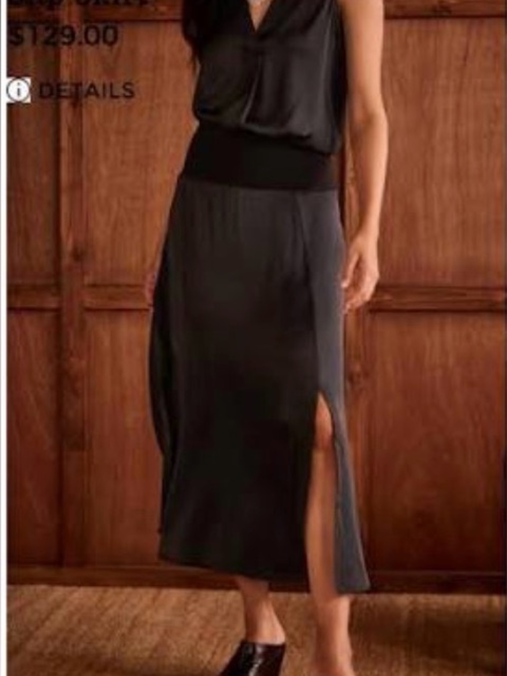 CAbi Slip Skirt Black Midi Skirt with Side Slit NWOT Size M